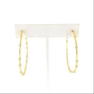 NEW Maya J NYC CZ Studded Gold 2” Hoop Earrings 14kt Gold Overlay